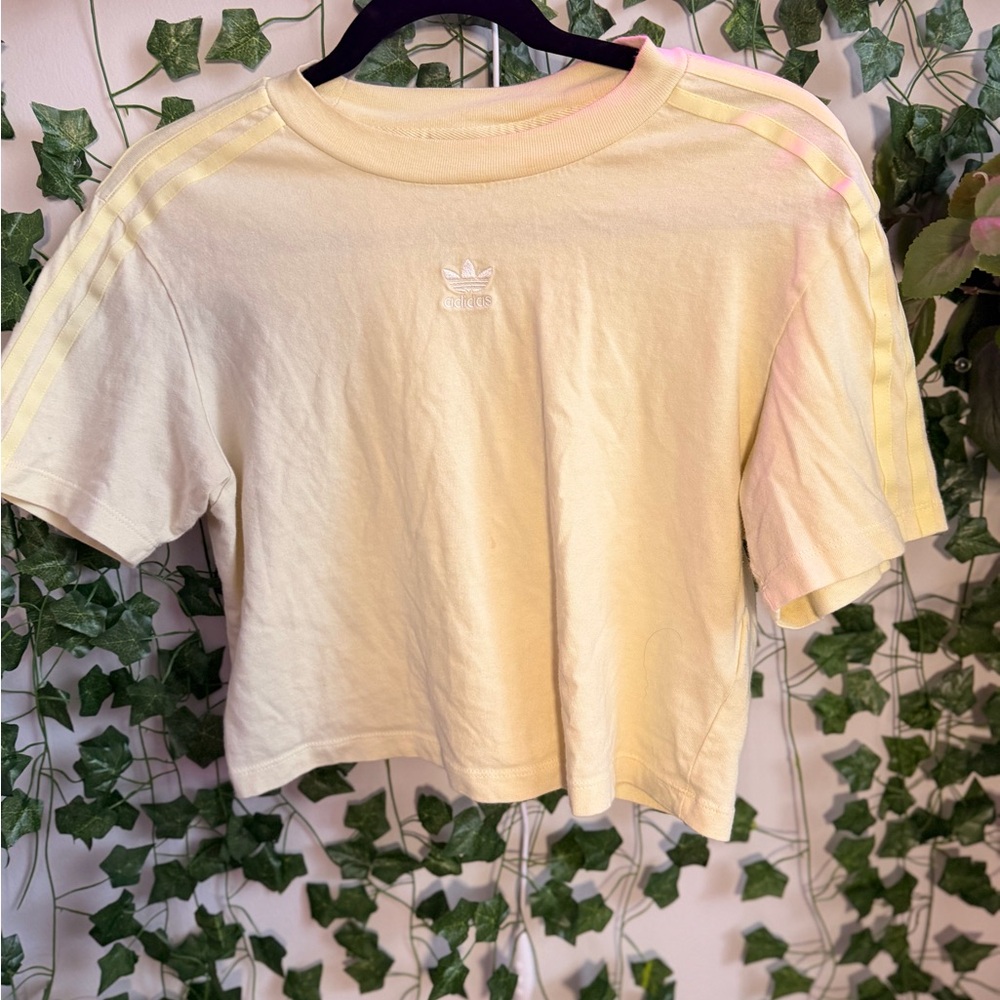 Adidas Light Yellow Cropped Tee